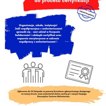 Nabór organizacji do procesu certyfikacji wolontariatu!