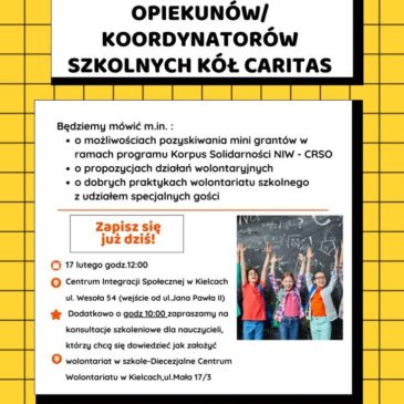 Zaproszenie na konferencję szkoleniową dla opiekunów Szkolnych Kół Caritas